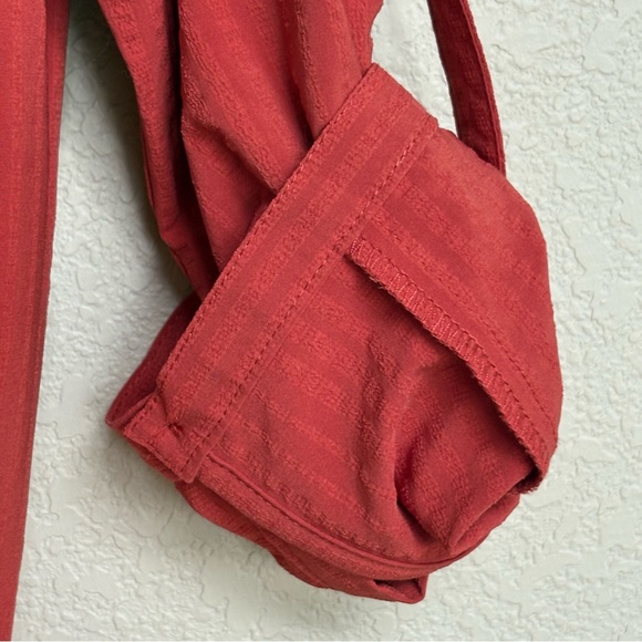 Title Nine Burnt Orange Textured Roll Tab Shirt Dress Tunic Women’s Small - Picture 7 of 8